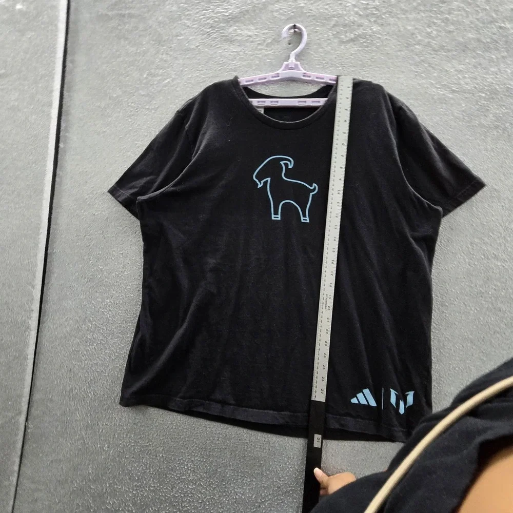 Adidas x Lionel Messi Men Shirt 2XL Black Graphic The Goat Logo Short Sleeve